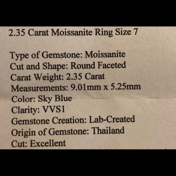 2.35ct VVSI Sky Blue Moissanite w/ Diamond Accents - Picture 6 of 8